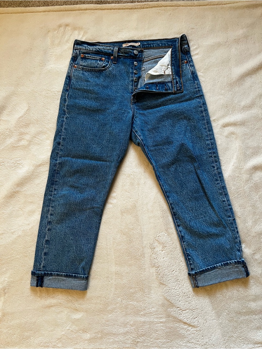 Levi’s Premium Wedgie Straight Jeans W31 L26 High Rise Button Fly Blue Denim